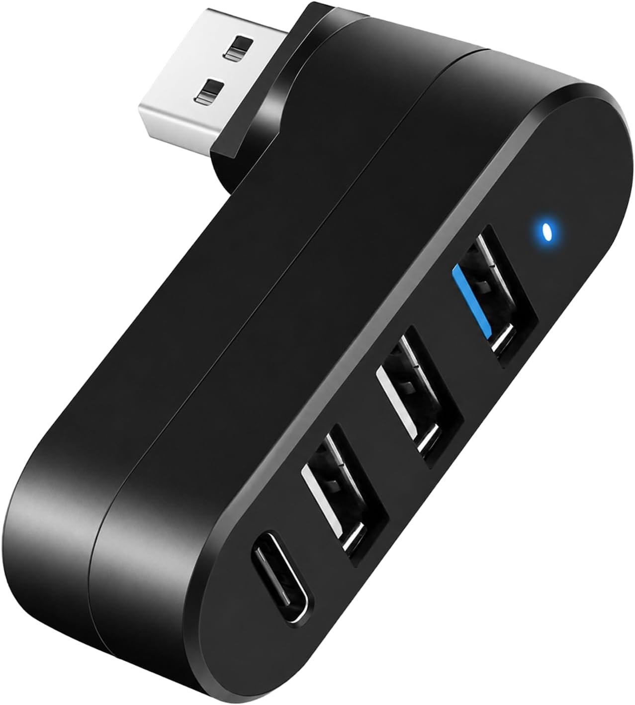 4-Port USB 3.0 Hub Rotatable PD-in 5W for Laptop PC MacBook PS5