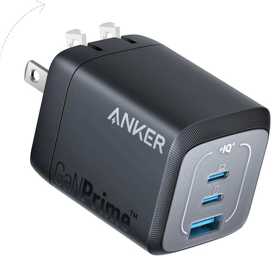 Anker USB Charger Block, 67W GaN Wall Charger, 3-Port Compact Fast Charging