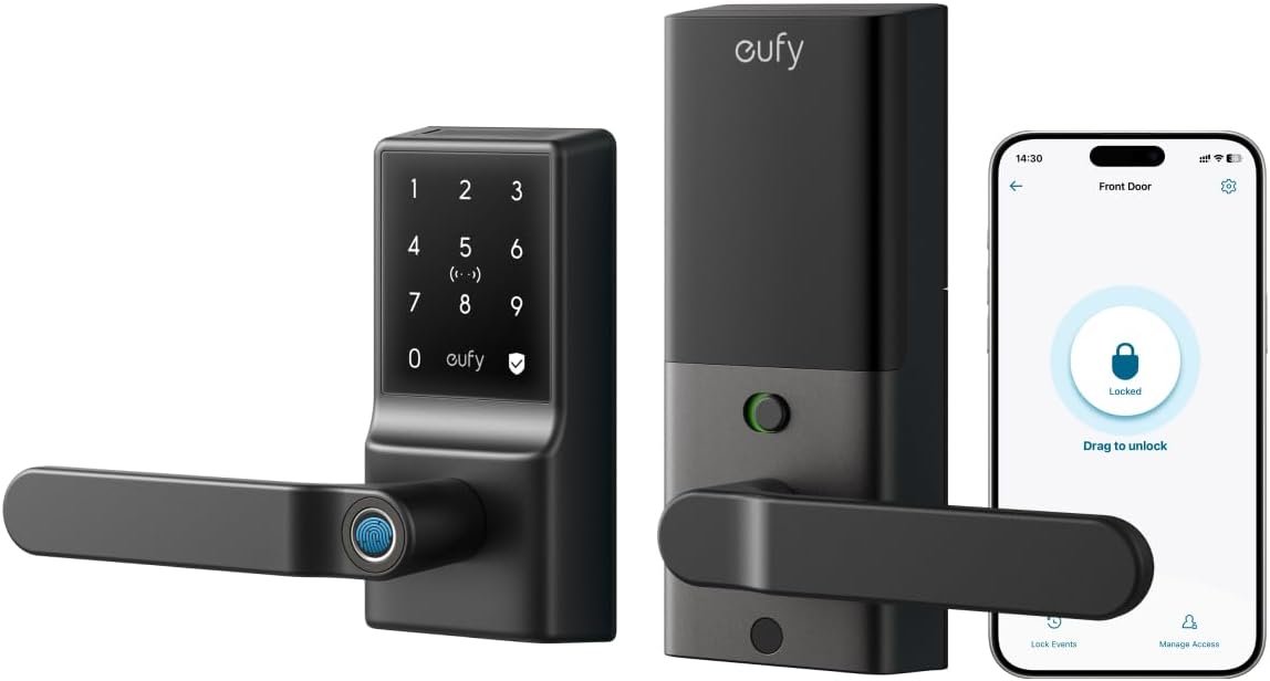 eufy Security Smart Lock C33, Keypad Door Lock with Handle, Built-in Wi-Fi