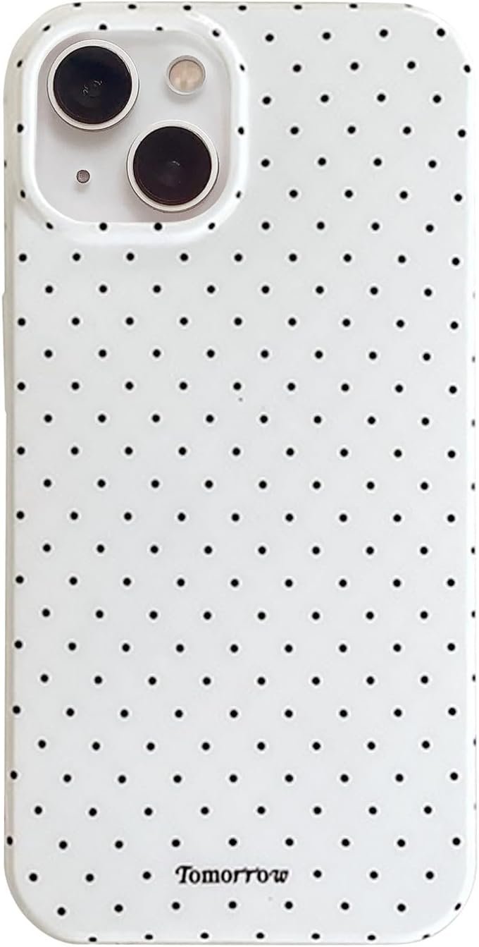 inewateri for iPhone 13/14 Case Cute Polka Dot Aesthetics TPU Case-White