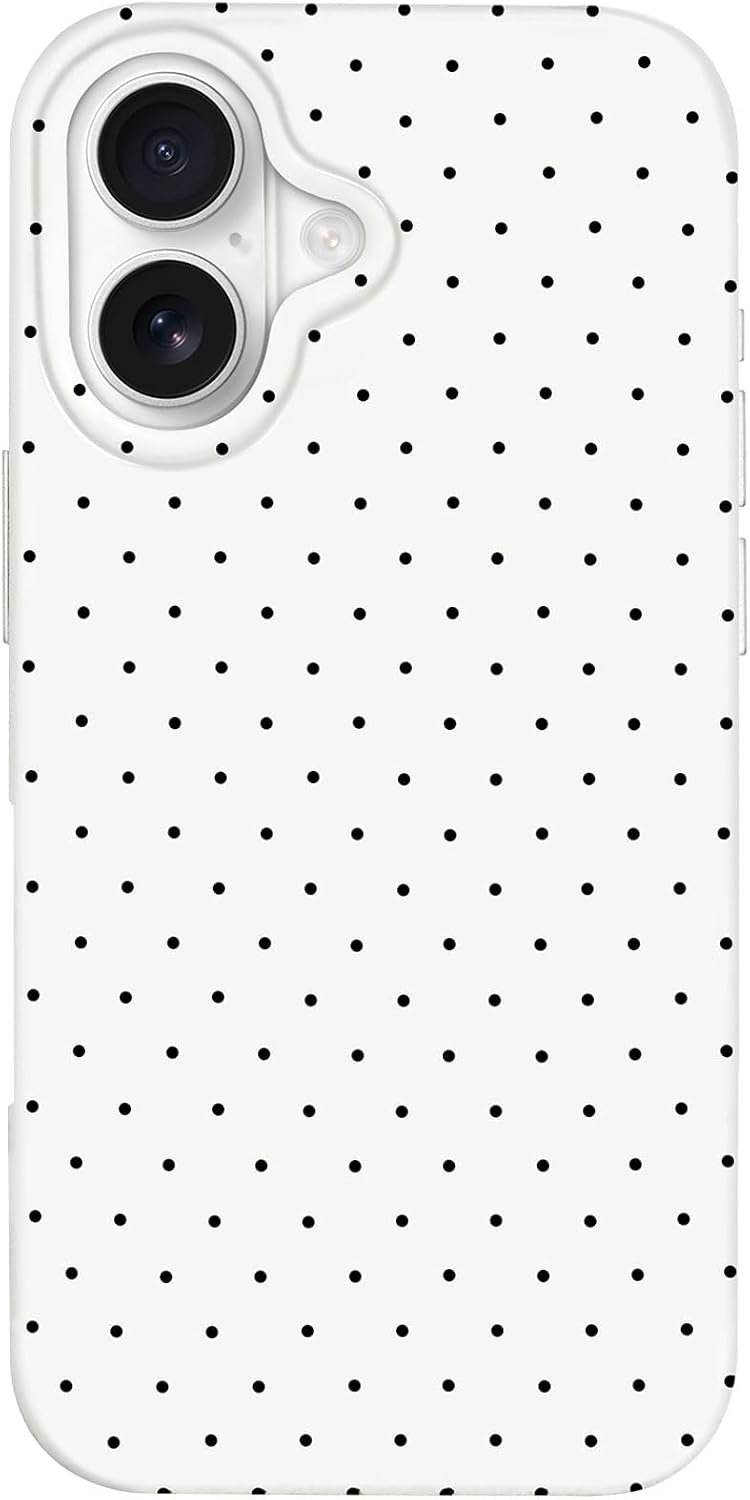 Hython for iPhone 17 Case Cute Polka Dot Aesthetic Design Simple Cover 6.3″, Thin Slim Anti-Scratch Soft TPU Bumper Shockproof Rubber Protective Phone Cases for Women Girls Girly Boys, White