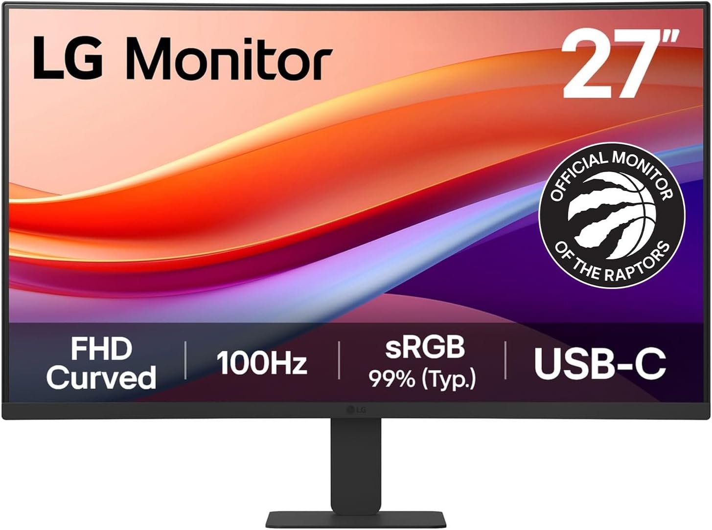 LG 27U421A-B 27-inch Full HD (1920 x 1080) Curved Computer Monitor, 100Hz, 5ms, HDR10, 3-Side Borderless, Switch, HDMI, USB Type-C 15W PD, Tilt Slim Stand, Black (Renewed)