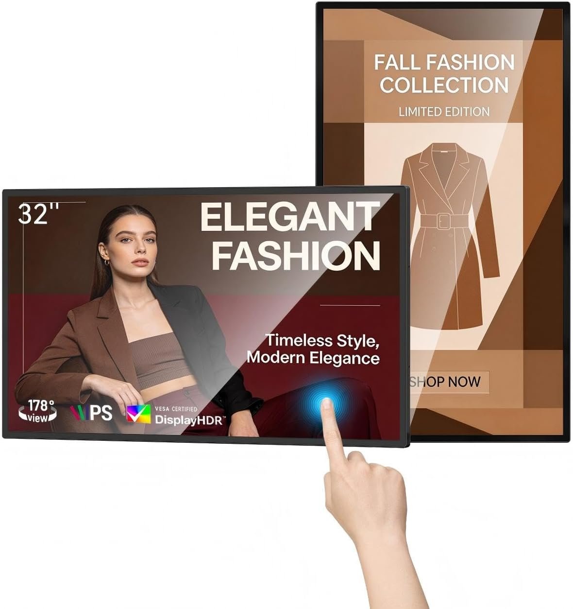 32 inch Wall Mount Digital Signage, FHD Touchscreen 32″ Monitor Android 14