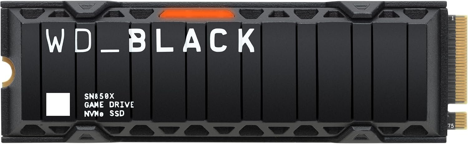 WD_BLACK SN850X 2TB NVMe SSD with Heatsink – M.2 2280, Up to 7,300 MB/s Read speeds, Up to 6,300 MB/s write speeds, Gaming Expansion, High Performance Internal Solid State Drive – WDS200T2XHE