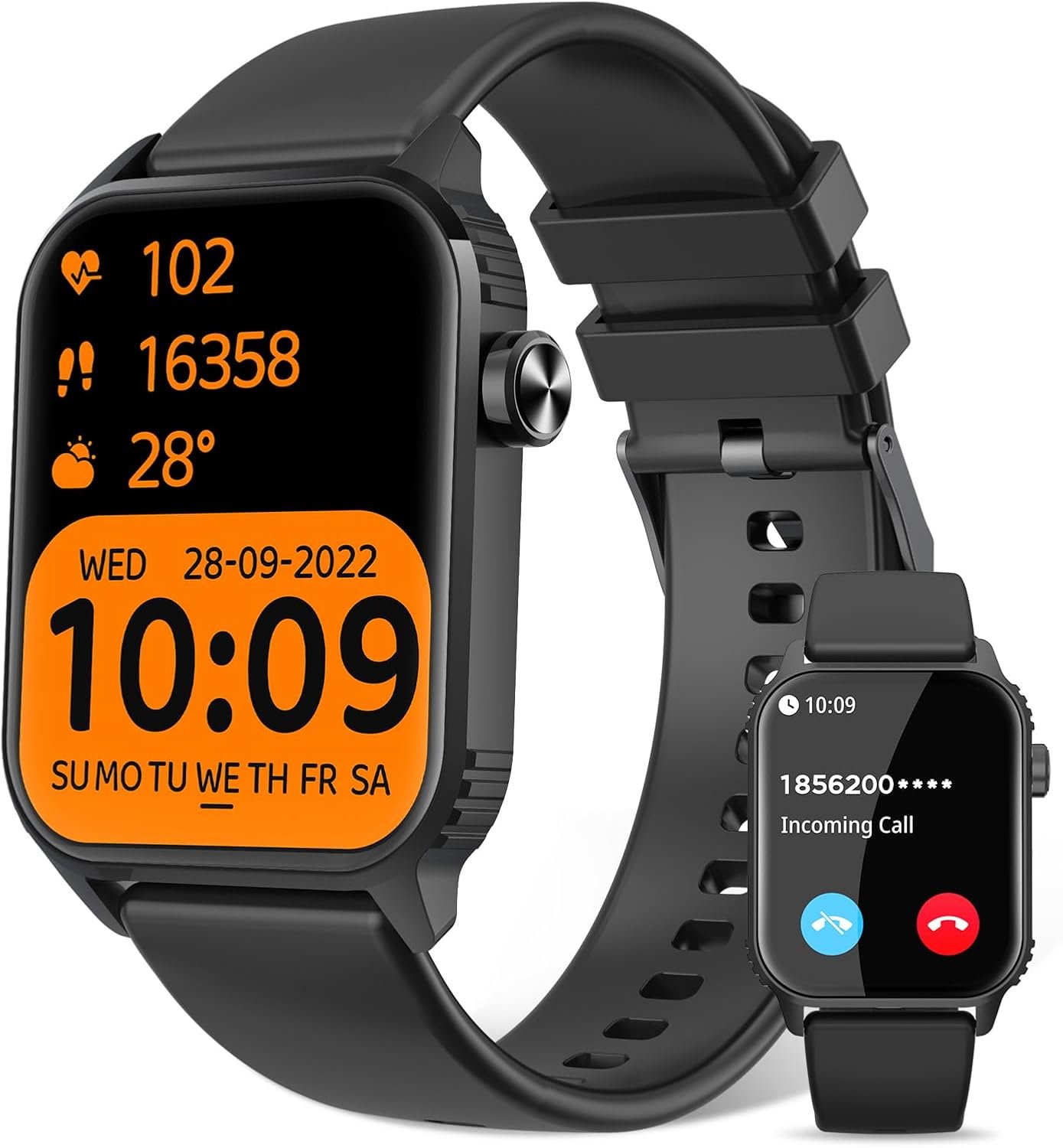 Smart Watch for Men,Smartwatch with 1.83″ HD Touchsreen, Sleep Monitor, Music Control Fitness Watch for iPhone/Android (Black)