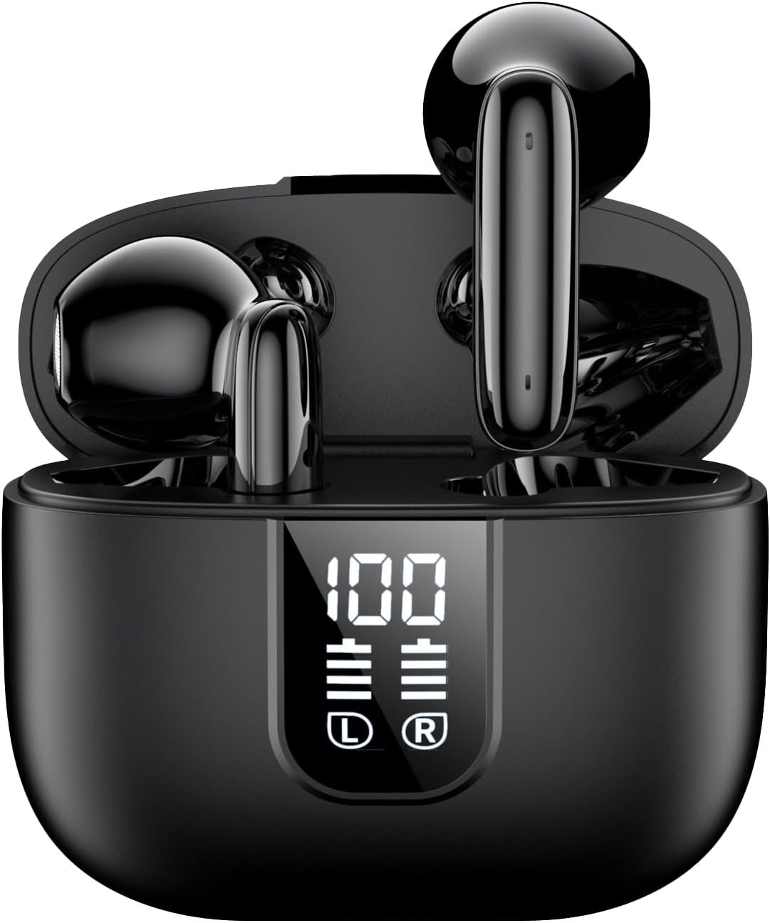 Wireless Bluetooth Earbuds, Bluetooth 5.4 Touch Control Headphones with LED Digital Power Display, Long Playtime Type C Charging Case for iOS Android Smartphones
