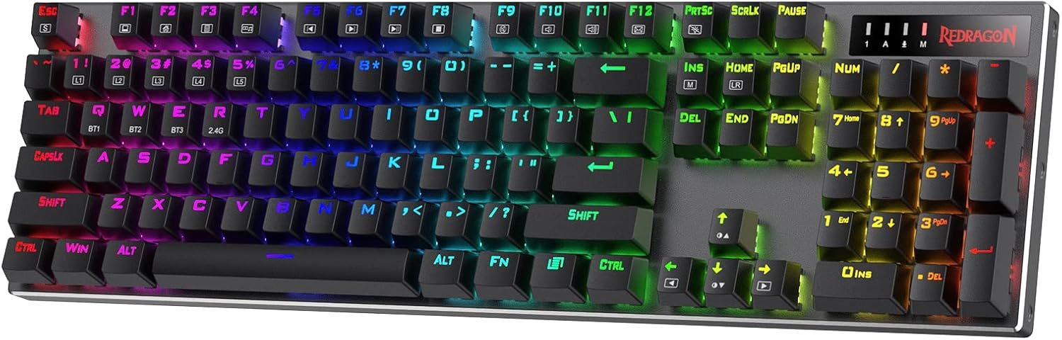 Redragon K556 PRO Wireless RGB Mechanical Gaming Keyboard, 104-Key Aluminum