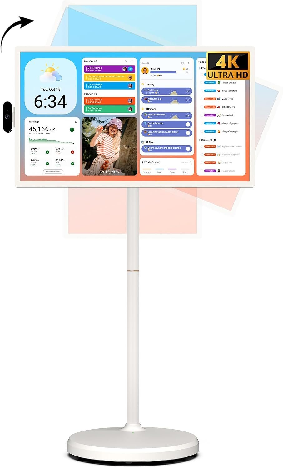 ApoloSign 32 Inch 4K UHD Smart Portable TV on Wheels, Android 16 EDLA Certified, 256GB Storage, Built-in 15000mAh Battery, Voice Remote, Touch Screen TV with Rolling Stand for Home, Office – Gen2