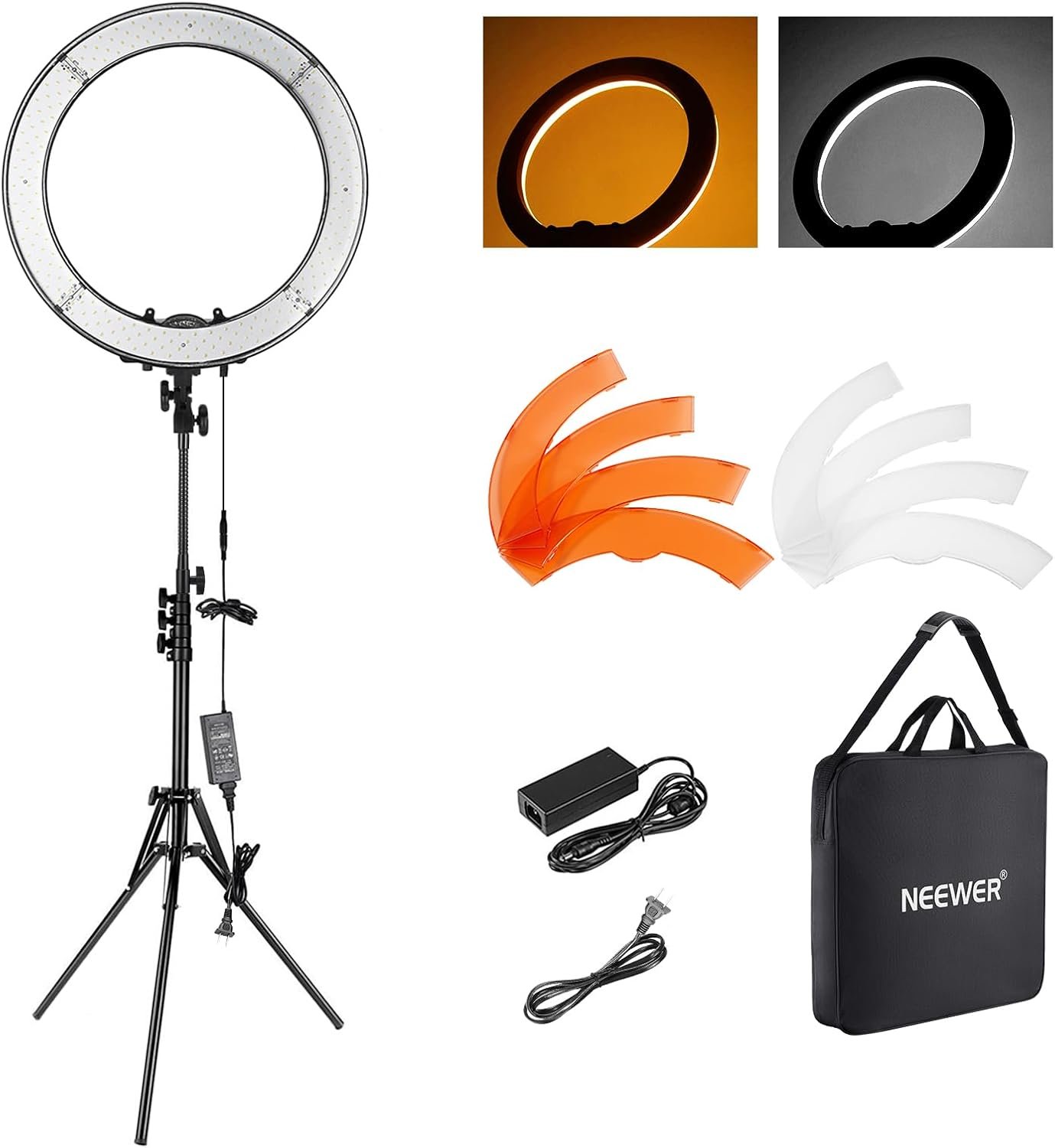 NEEWER RL-18 18 Inch Ring Light with Tripod Stand, 55W Large LED Ringlight
