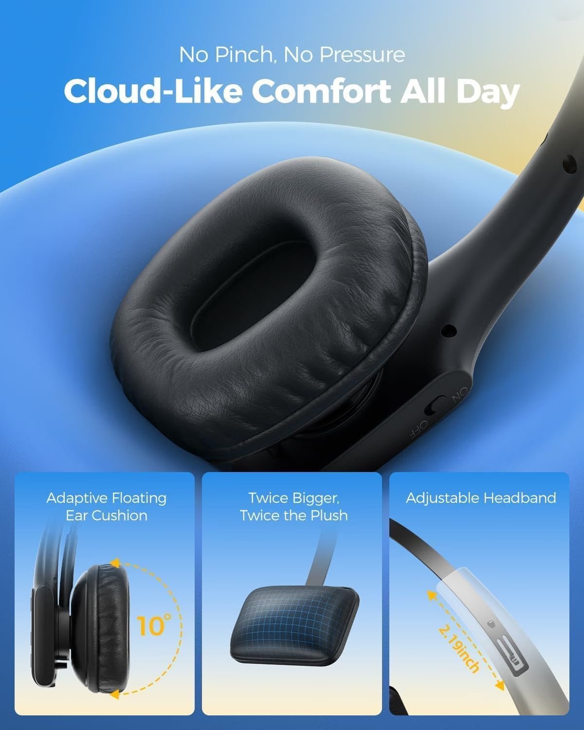 Bluetooth Headset V5.0 for Computer Wireless Headset with Microphone