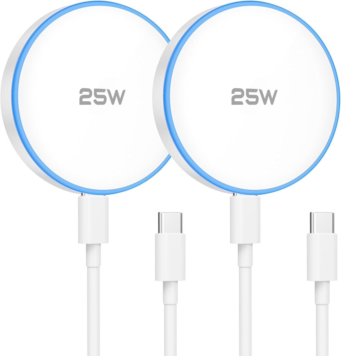 25W MagSafe Charger 2 Pack Magnetic Wireless Charging Pads with 6FT Cables