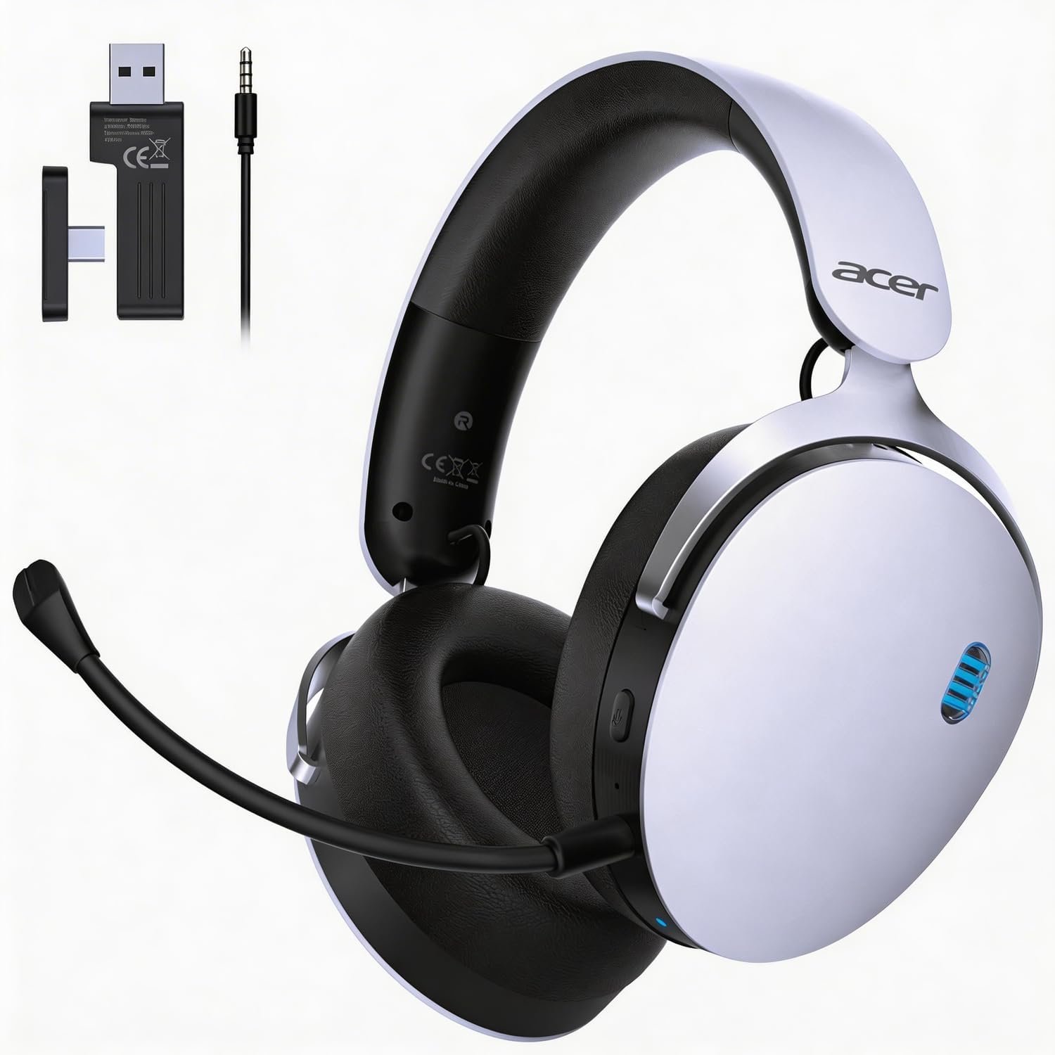 Acer Wireless Gaming Headset with Aluminum Frame for PS5, PC, Switch -White