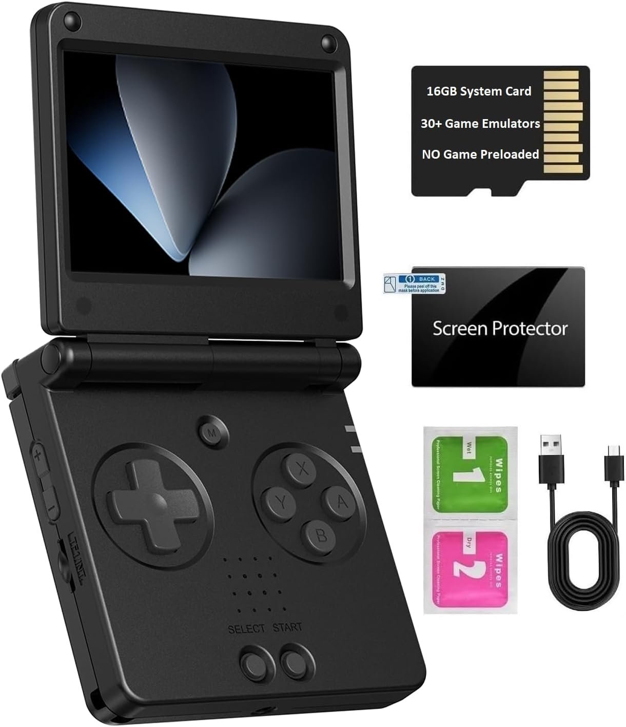 RG SP Retro Handheld Game Console , RGSP Flip Portable Game Console 3.4 Inch IPS Screen H700 Linux 64-bit System Support WiFi Bluetooth 16G SD Card 30+ Game Emulators No Game Preloaded(Graphite)