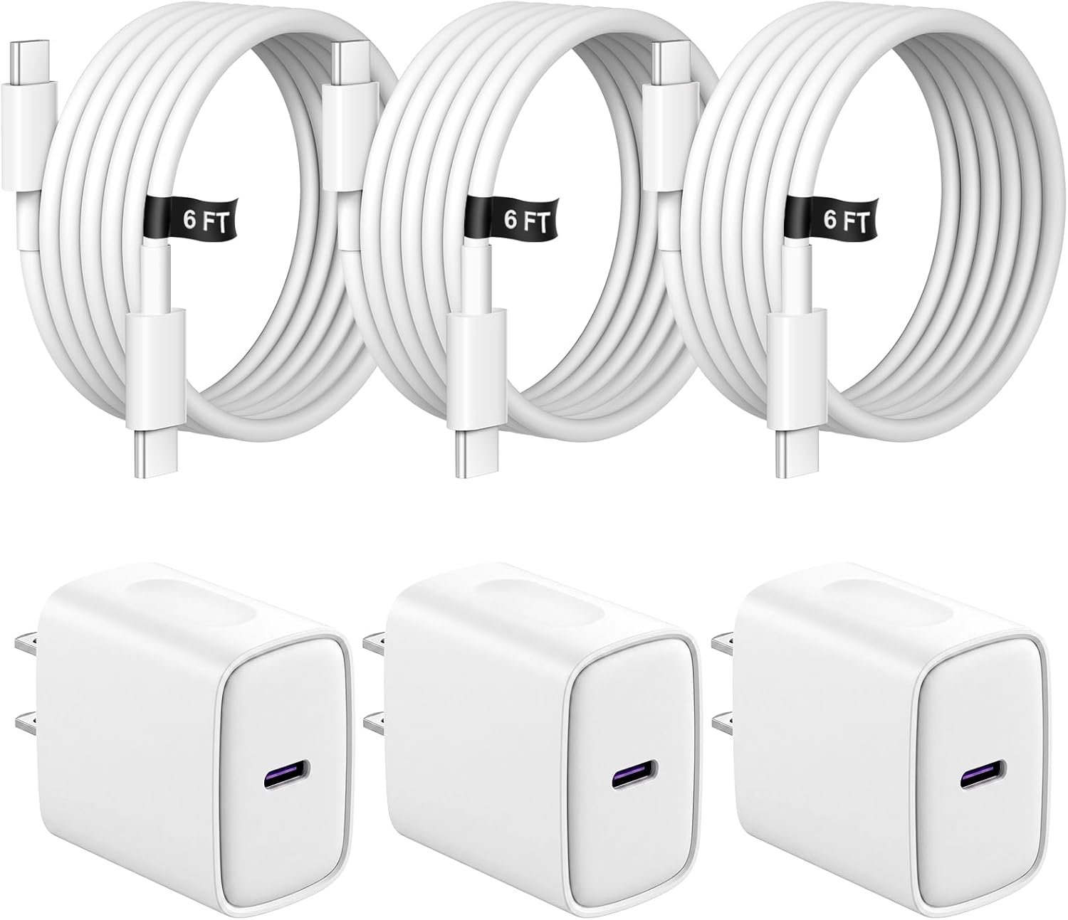 iPhone 18 17 16 15 Charger Fast Charging 3 Pack USB C Charger Block