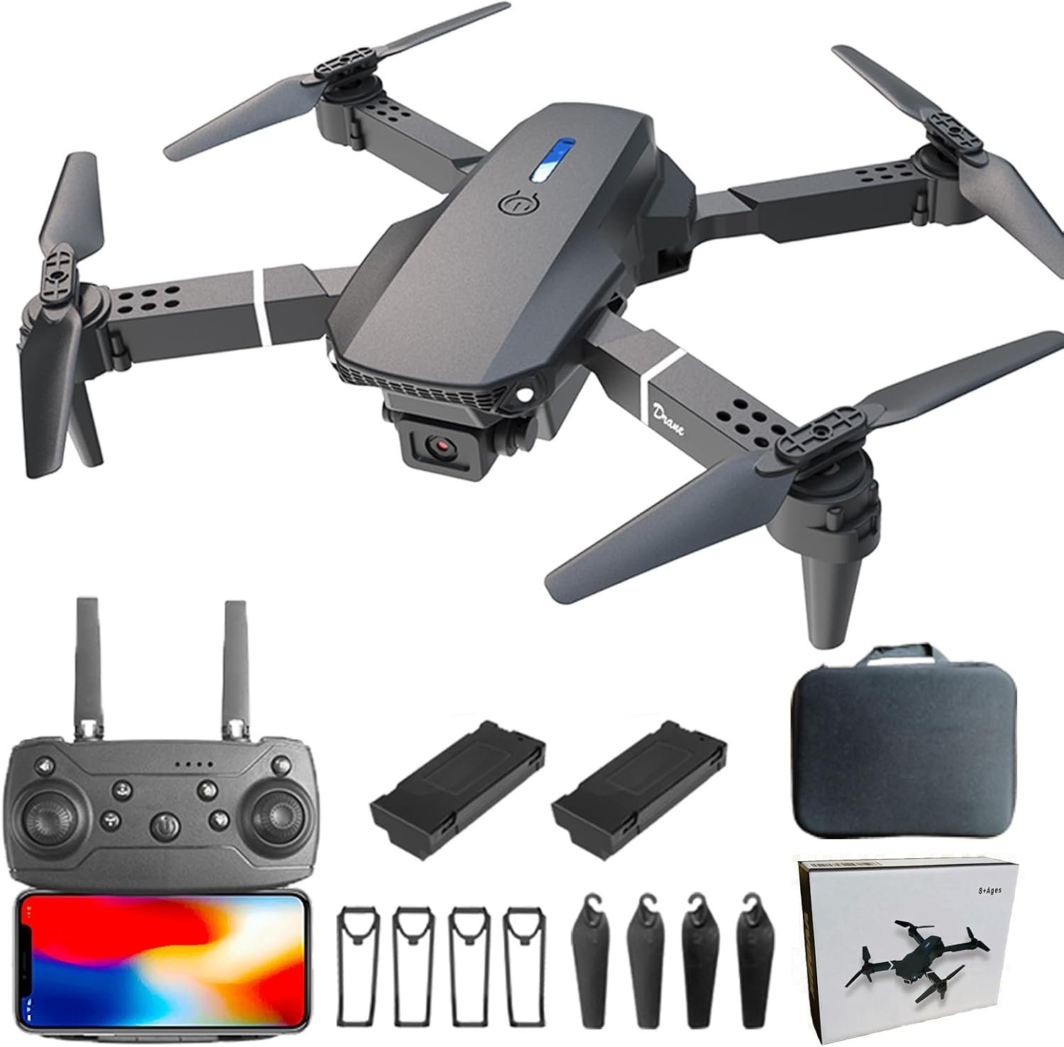 Mini Drone with Camera for Kids, 2 Batteries, 1080P FPV, 360° Flips