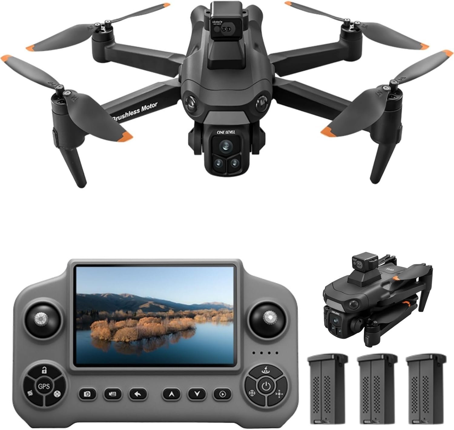Drones with Camera for Adults 4K (Black,3-Battery Set)