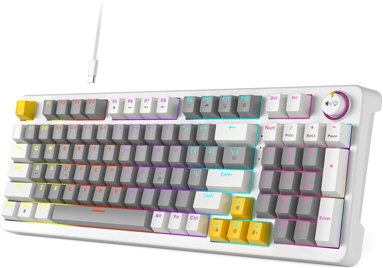AK96 Mechanical Keyboard Smart Display & Knob, Top Mount 96% Wired Mechanical Keyboard USB-C, Hot Swappable, Software Support, Creamy Sounding, 96 Keys(Grey)
