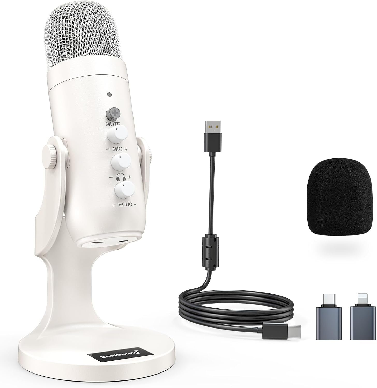 ZealSound Podcast Microphone for iPhone PC & Android with Noise Reduction
