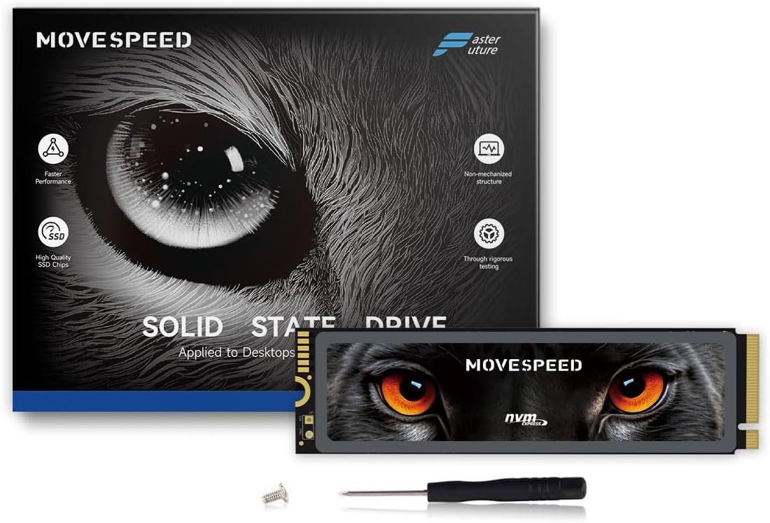 MOVE SPEED HB7450 2TB SSD for PS5 with Heatsink TLC NAND, PCIe 4.0 NVMe M.2 Internal Solid State Drive – Up to 7450MB/s, 3D Storage Expansion Compatible with PS5, Desktops and Laptops