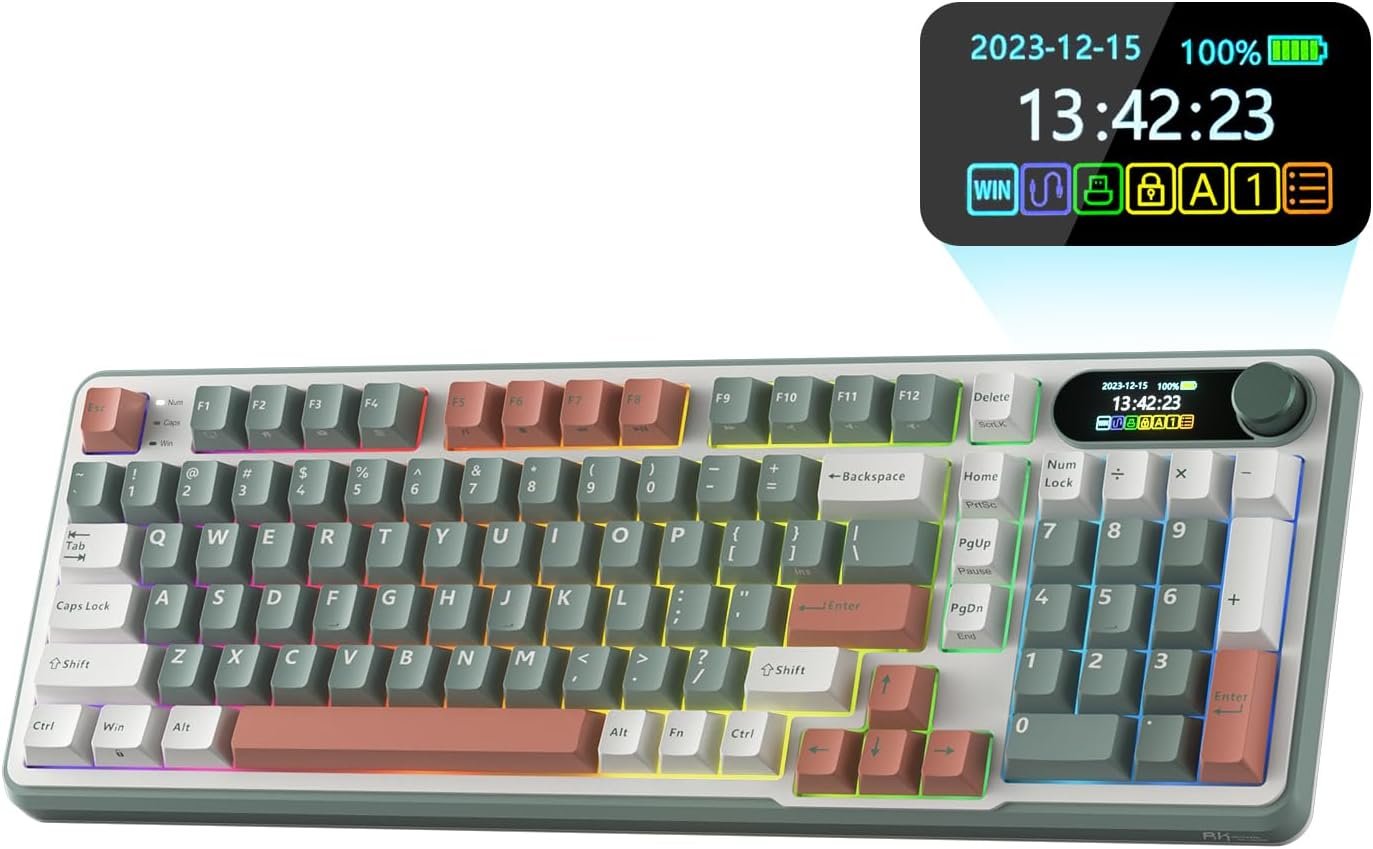 RK ROYAL KLUDGE S98 Wireless Mechanical Keyboard w/Smart Display & Knob