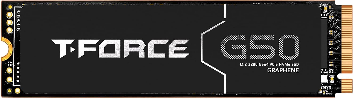 TEAMGROUP T-Force G50 512GB SLC Caching 3D TLC NAND NVMe InnoGrit PCIe Gen4x4 M.2 2280 Gaming SSD with Ultra-Thin Graphene Heat Spreader Works with PS5 Read/Write 5000/2500 MB/s TM8FFE512G0C129