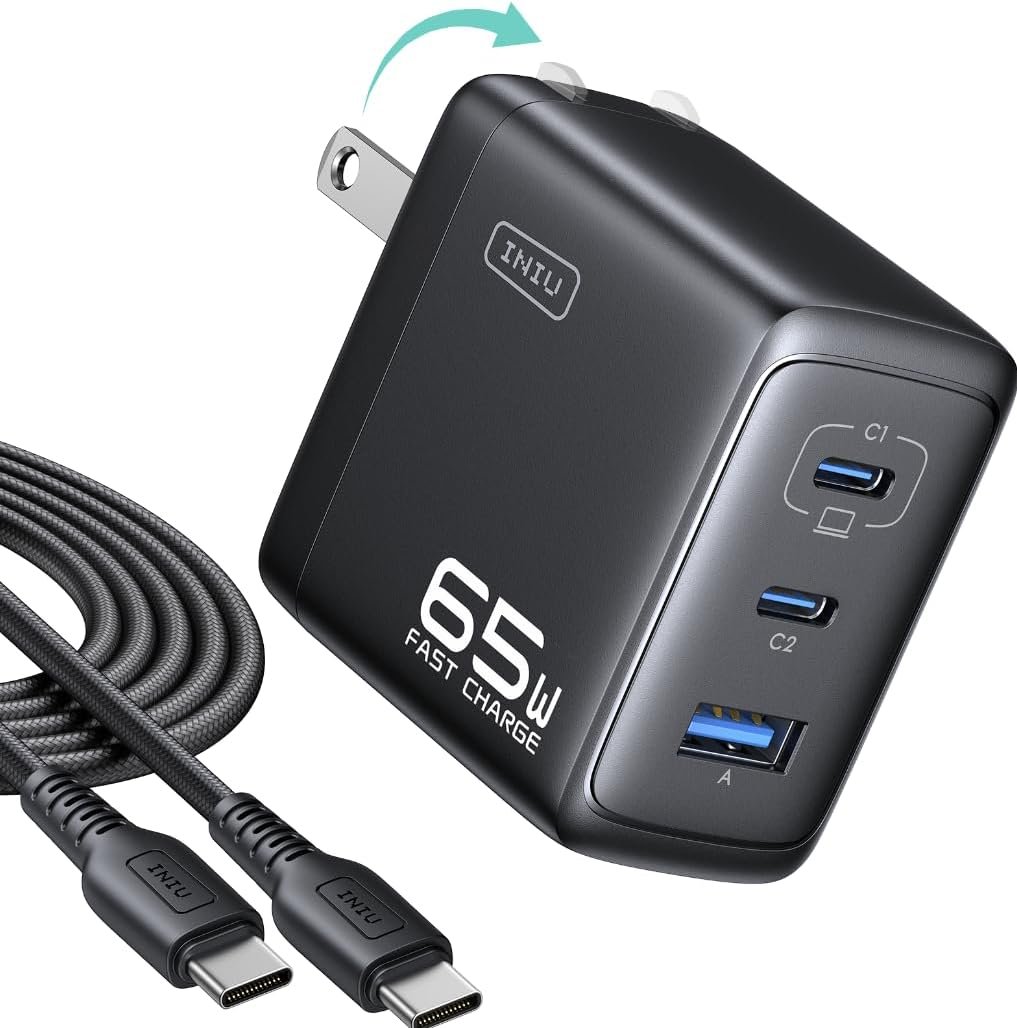 INIU Laptop Charger, 65W Type C Charger Fast Charging Block for MacBook