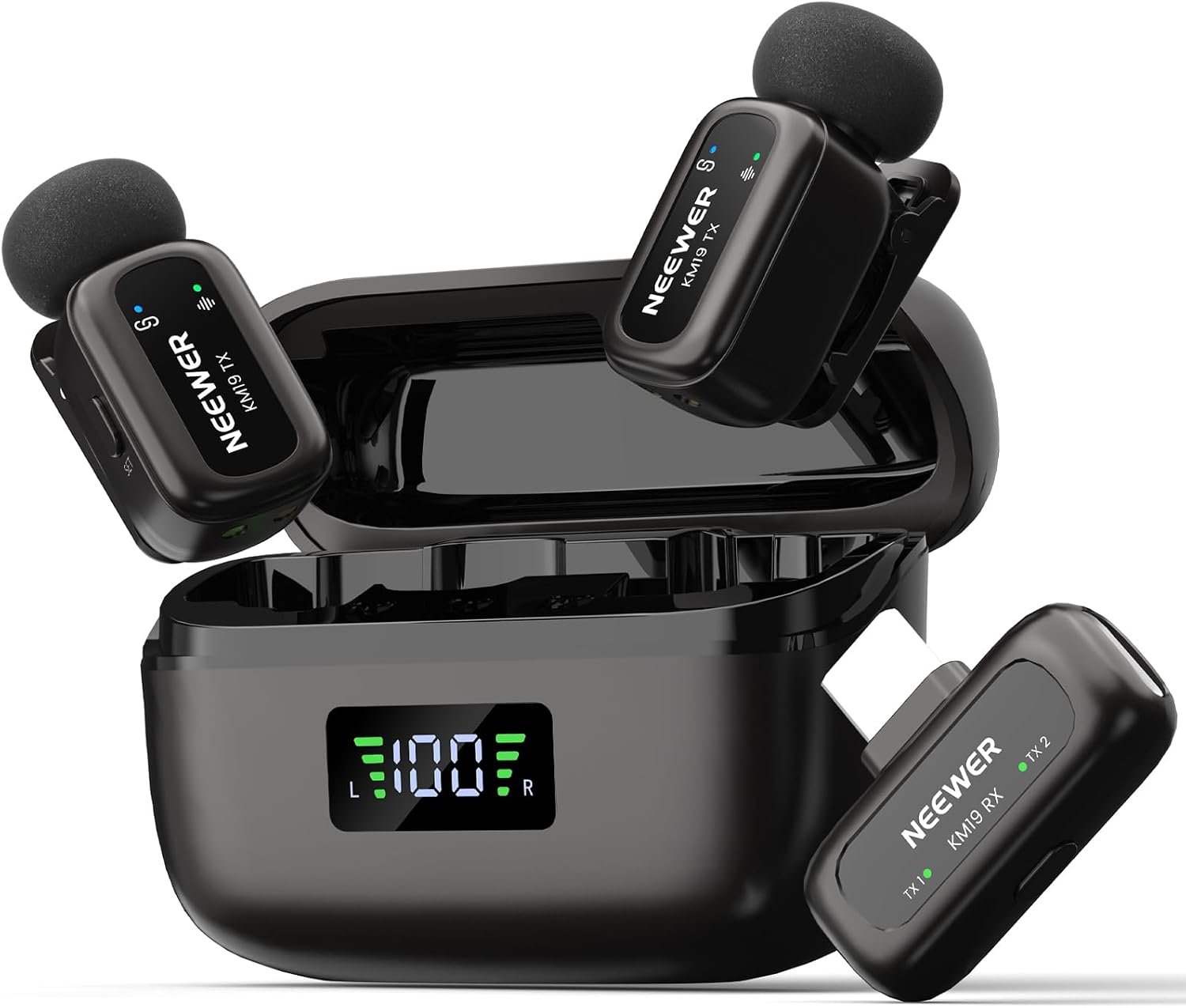 NEEWER KM19 Mini Lav Mic Compatible with iPhone 18 Pro/Pro Max 17 16, Black