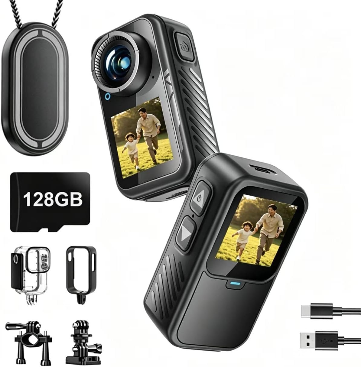 4K Mini Action Camera,4K60FPS 20MP WiFi Action Camera with EIS Ultra HD 130FT Waterproof Underwater Camera Remote Control(Black, 64, GB)