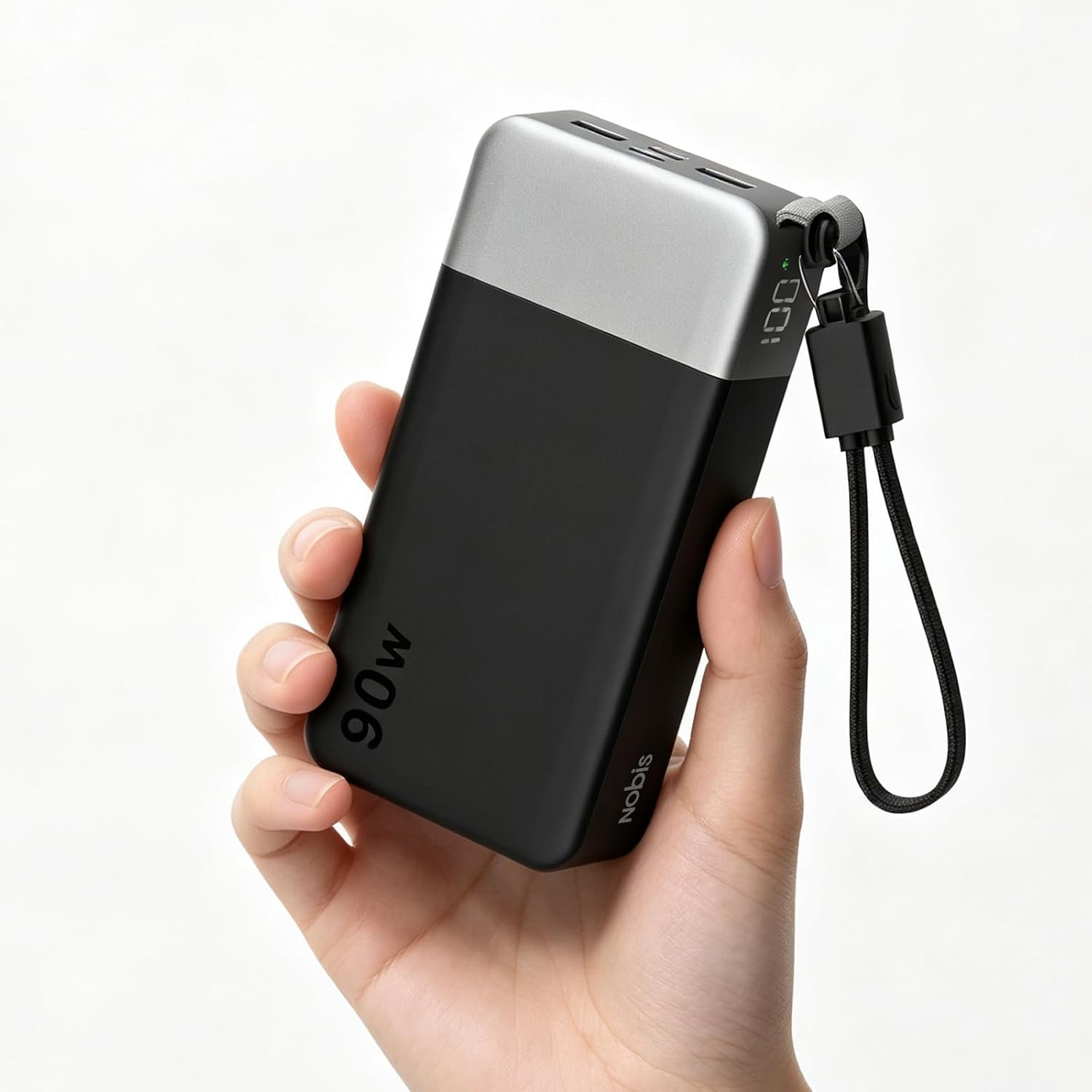 NOBIS Portable Charger 90W 20000mAh Power Bank with Detachable C-Cable