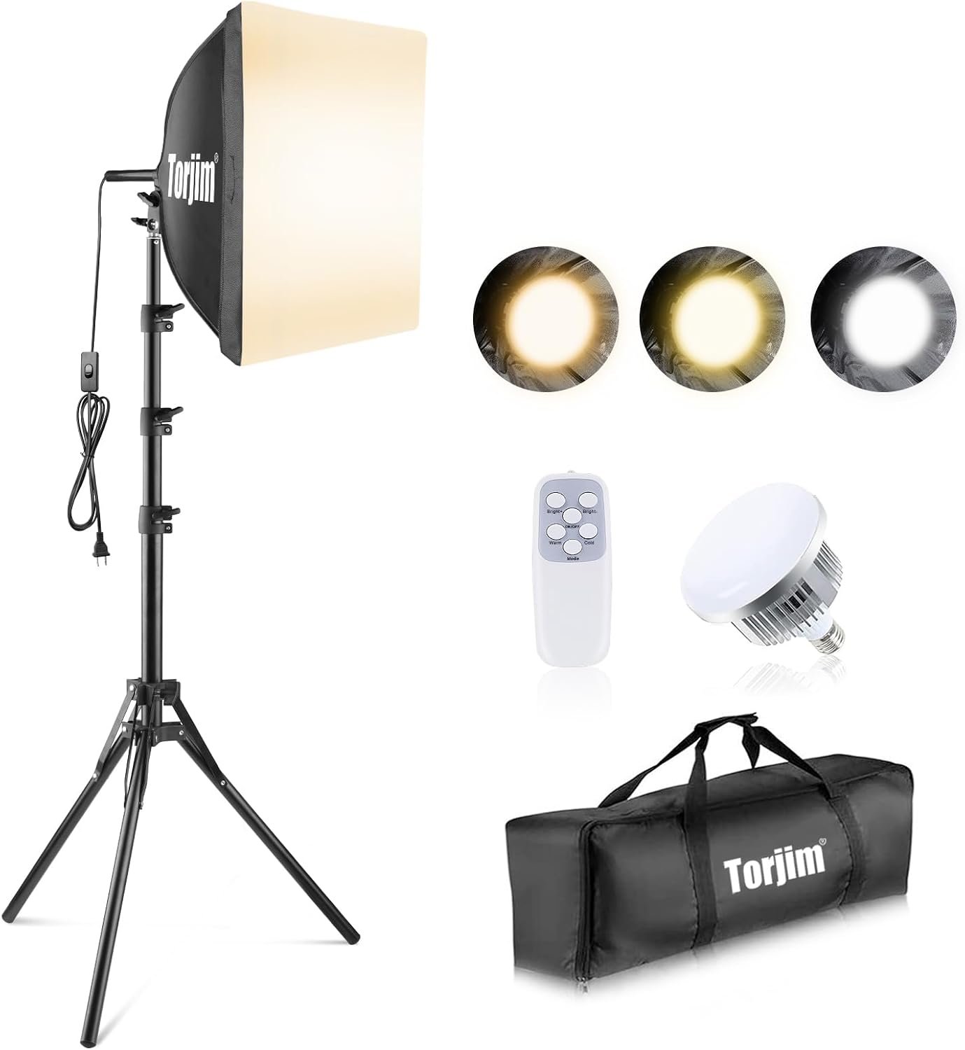 Torjim Softbox Photography Lighting Kit | 16″ X 16″ & 85W LED Studio Light