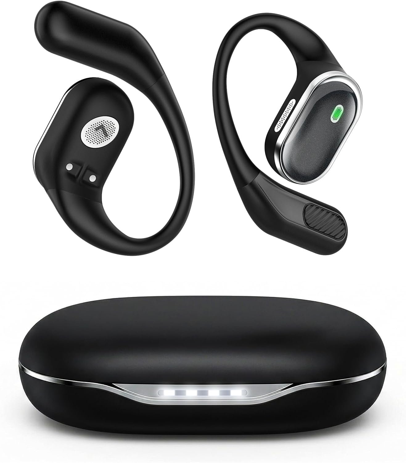 TRAUSI Wireless Earbuds Bluetooth 5.4 Headphones, IPX7 Waterproof Stereo Earphones with Noise Cancelling Mic, Open Ear Buds with Ergonomic Ear Hook for Fitness/Sports/Travel Black