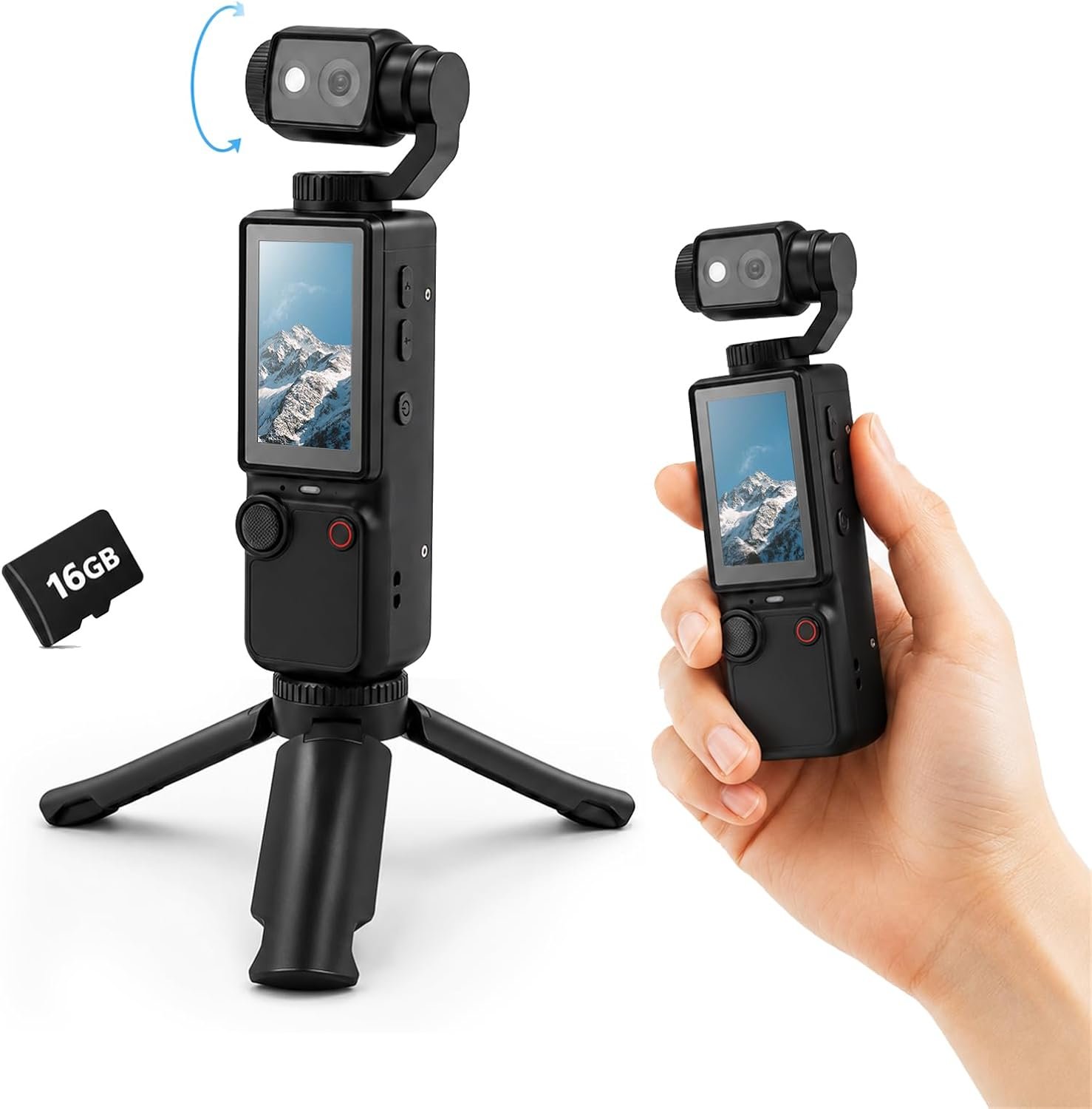 4K Handheld Camera for Vlogging 66M Small Pocket Tripod Body Cameras