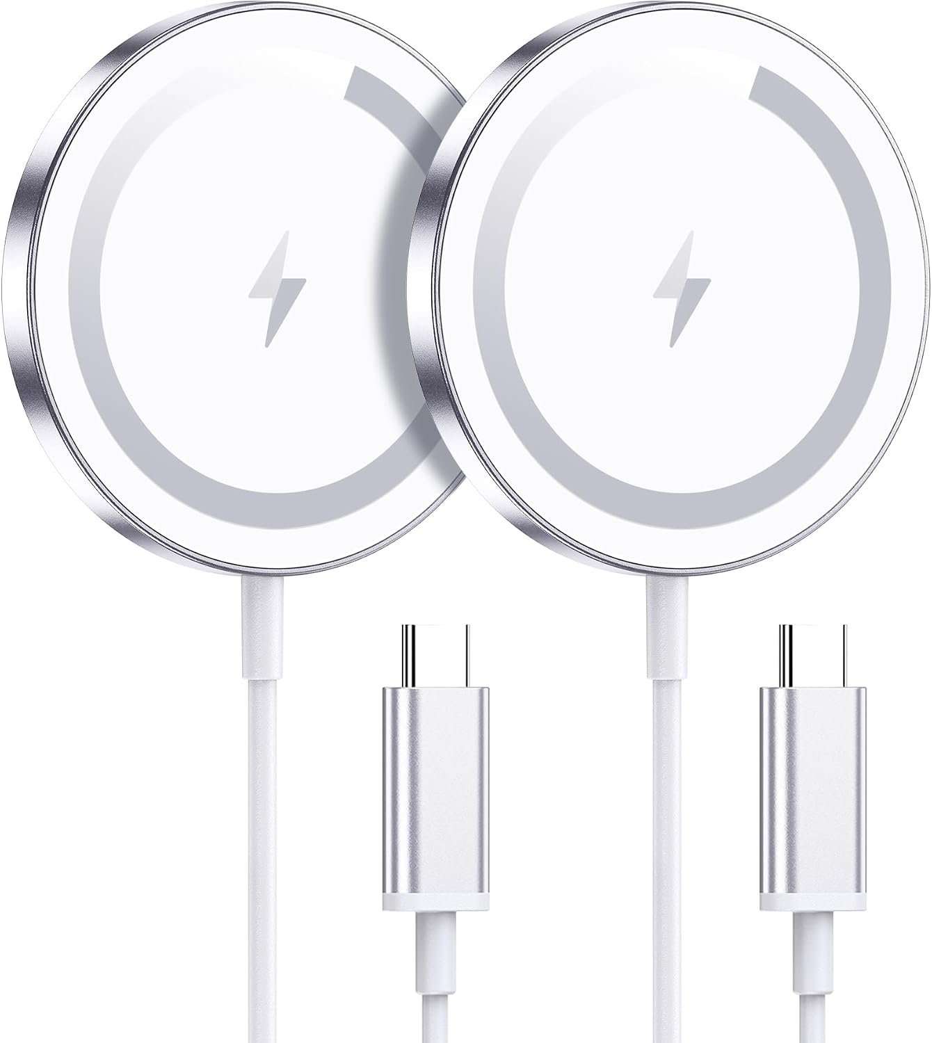 for Apple Mag-Safe Charger 2 Pack, Magnetic Wireless Charger, Silver