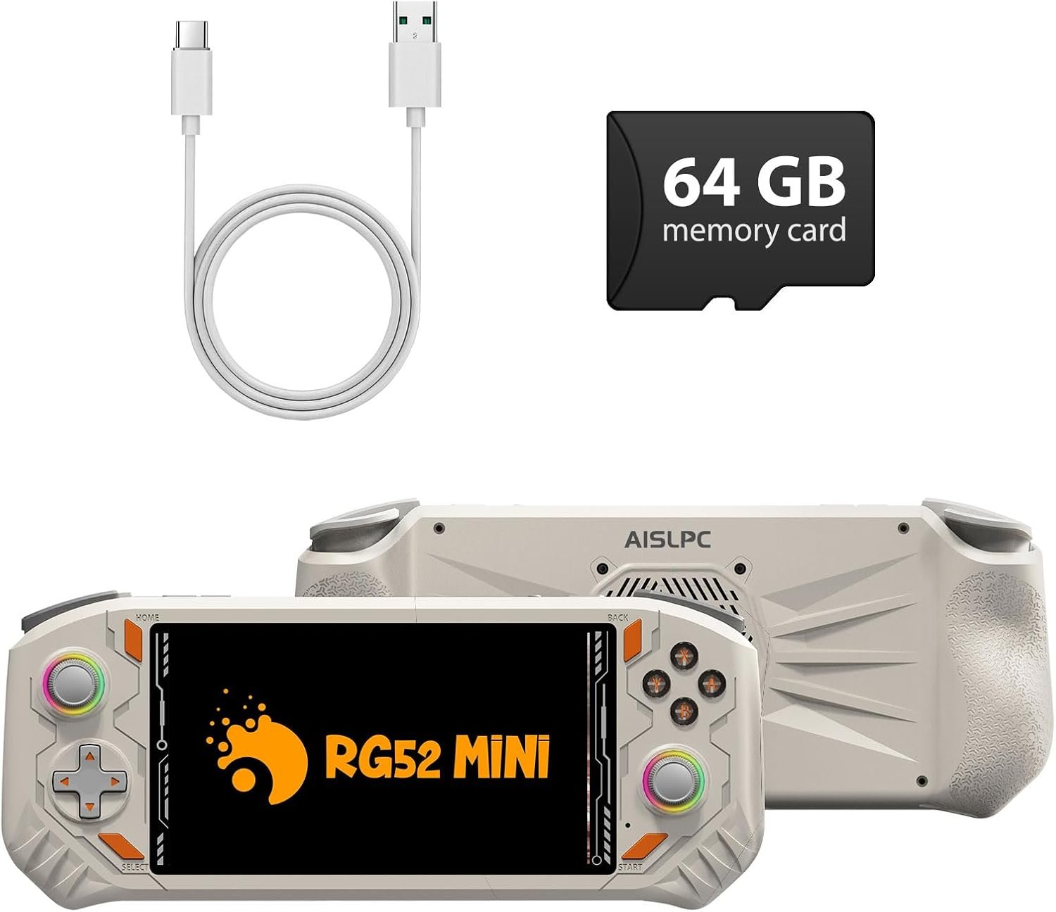 RG52MINI Retro Handheld Game Console, 5.5 Inch IPS Screen, Portable Dual System, 64GB Support 30+ Emulator&22000+ Classic Games, WiFi Networked Fighting, HDMI TV Output, 5000mAh Battery(Grey 64G)