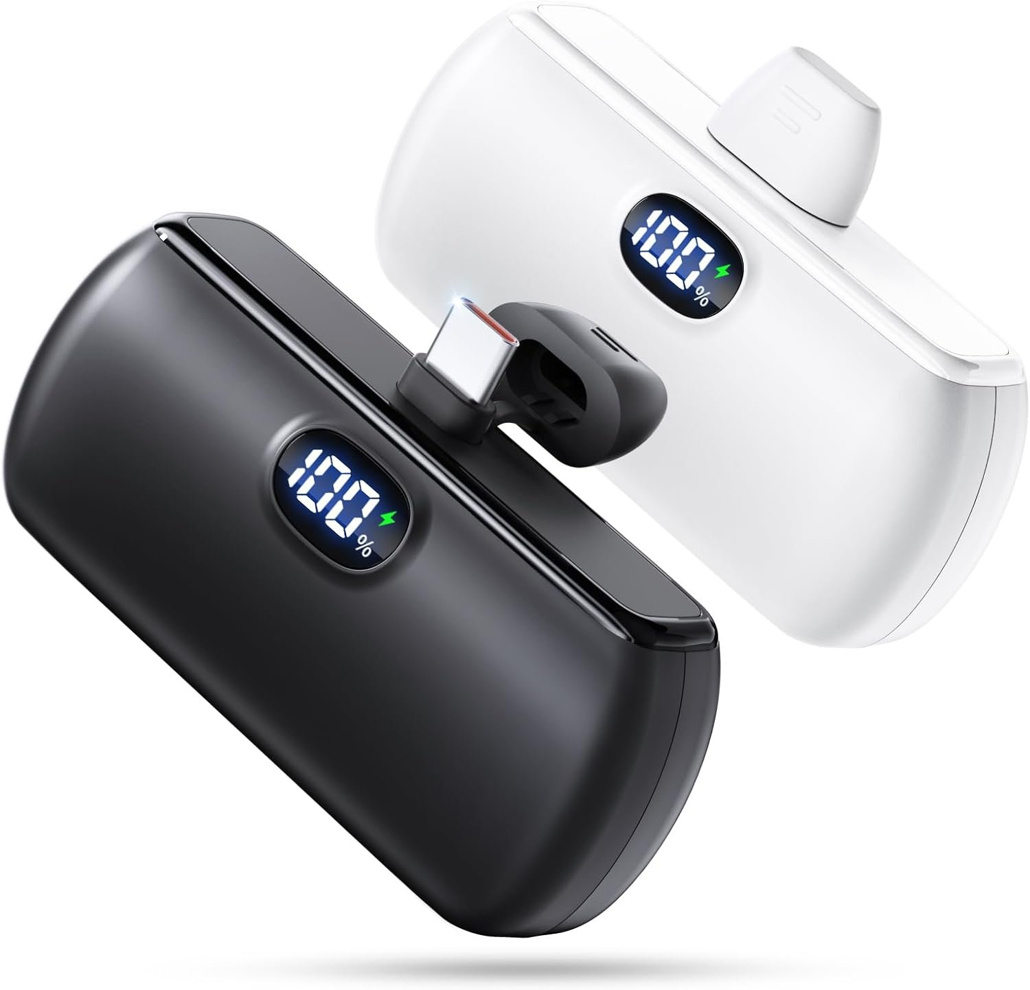 [2-Pack]Portable Charger USB C for iPhone 18/17/16/15 Series,Black&White