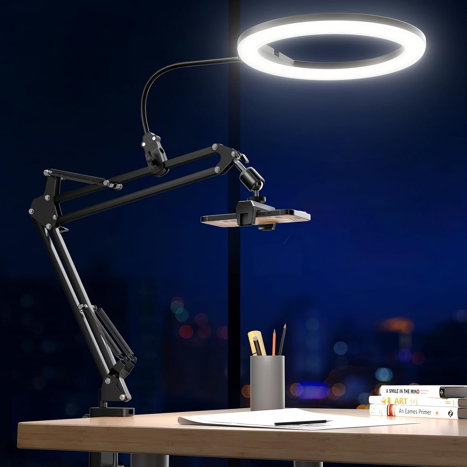 UBeesize 10″ Ring Light with Overhead Phone Mount for Content Creation