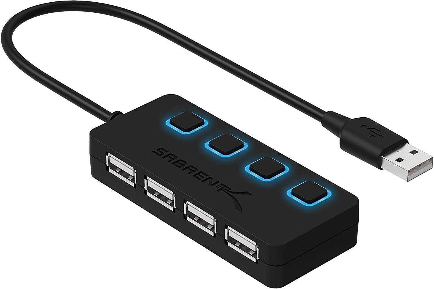 SABRENT 4-Port USB 2.0 Data Hub, LED Power Switches (HB-UMLS)