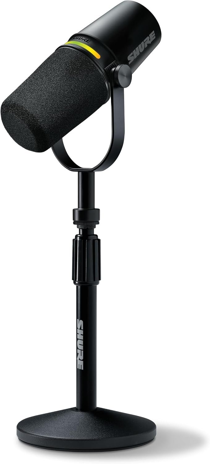 Shure MV7+ USB-C & XLR Podcast Dynamic Mic with Stand – Black