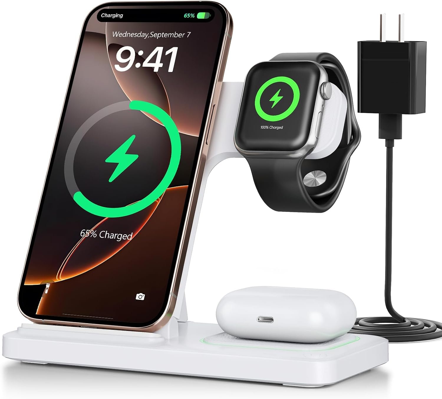 2026 Traveling Portable Wireless Fast Charger for Apple & Android Charging Station 3 in 1 Charging for iPhone18 17 16 15 14 13 12 11,Apple Watch & Air pods 5 4 3 2 Pro,Samsung Galaxy-Gifts for Family