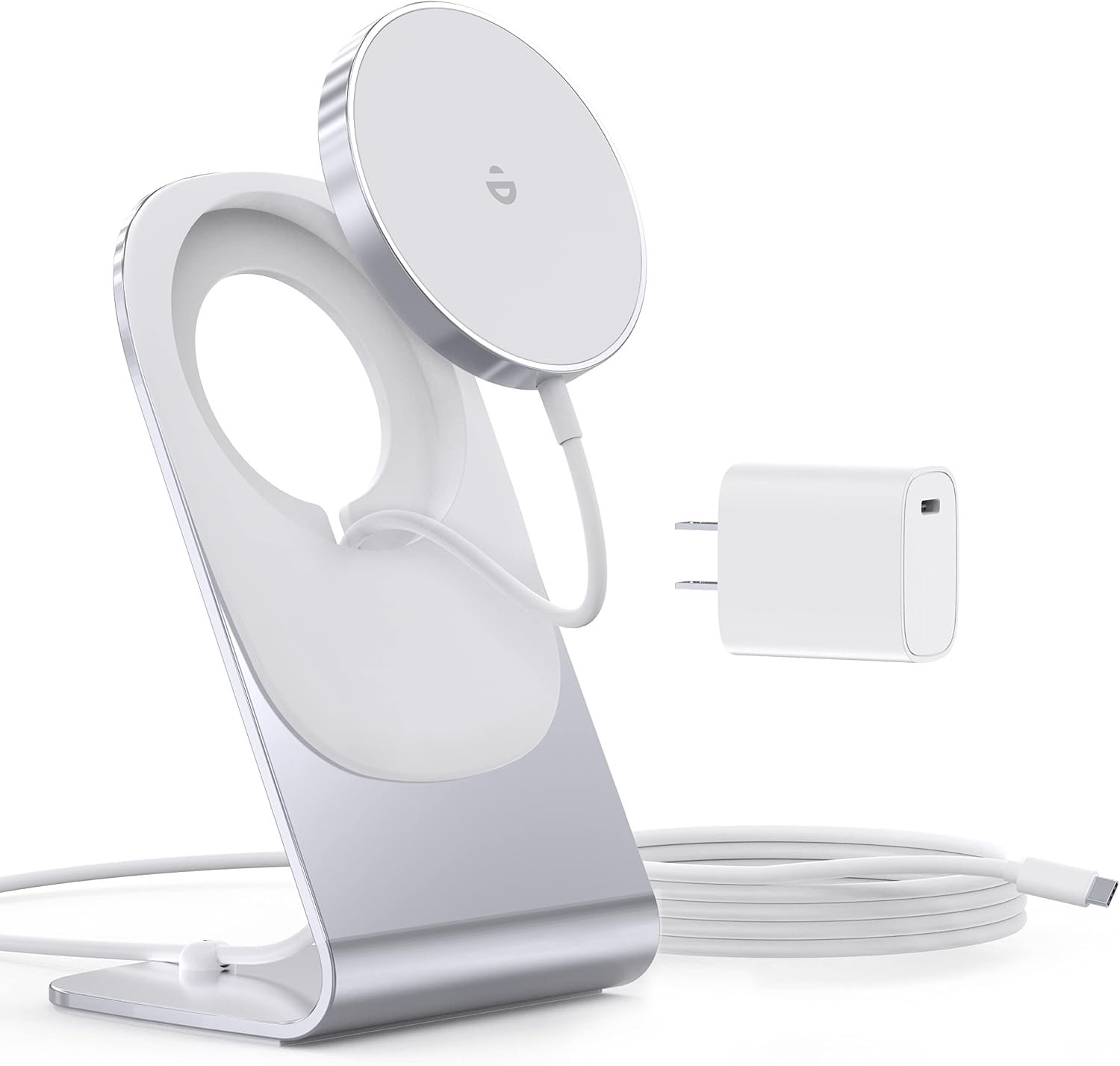 Magnetic Wireless Charger for iPhone Duo/18/17/16/15/14/13/12 – Mag Charger+20W USB C Adapter, Aluminum Fast Wireless Charging Stand/Pad with 5ft USB-C Cable for iPhone 18/17/16/15/14/13/12, Airpod