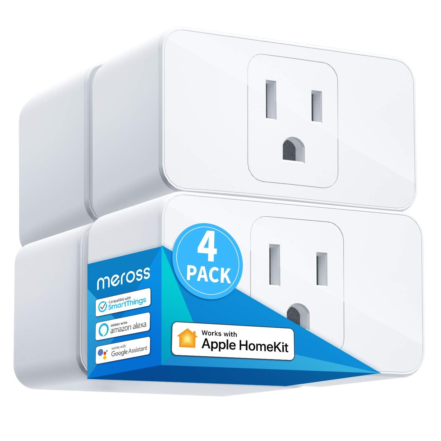 meross Smart Plug 15A, Works with Apple HomeKit, Voice & APP Control 4 Pack