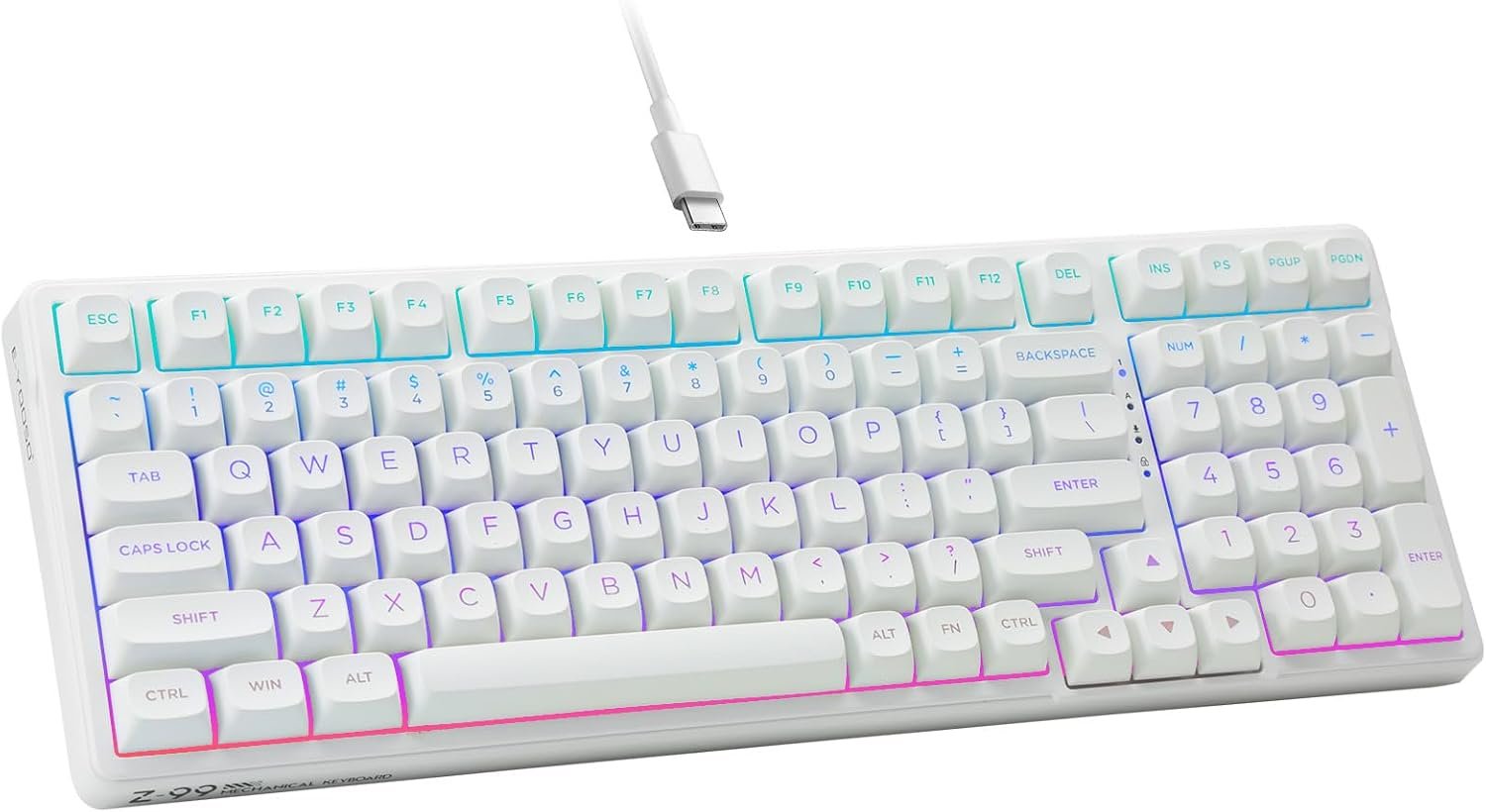 HUO JI E-Yooso Creamy Mechanical Keyboard Wired, RGB Backlit, White