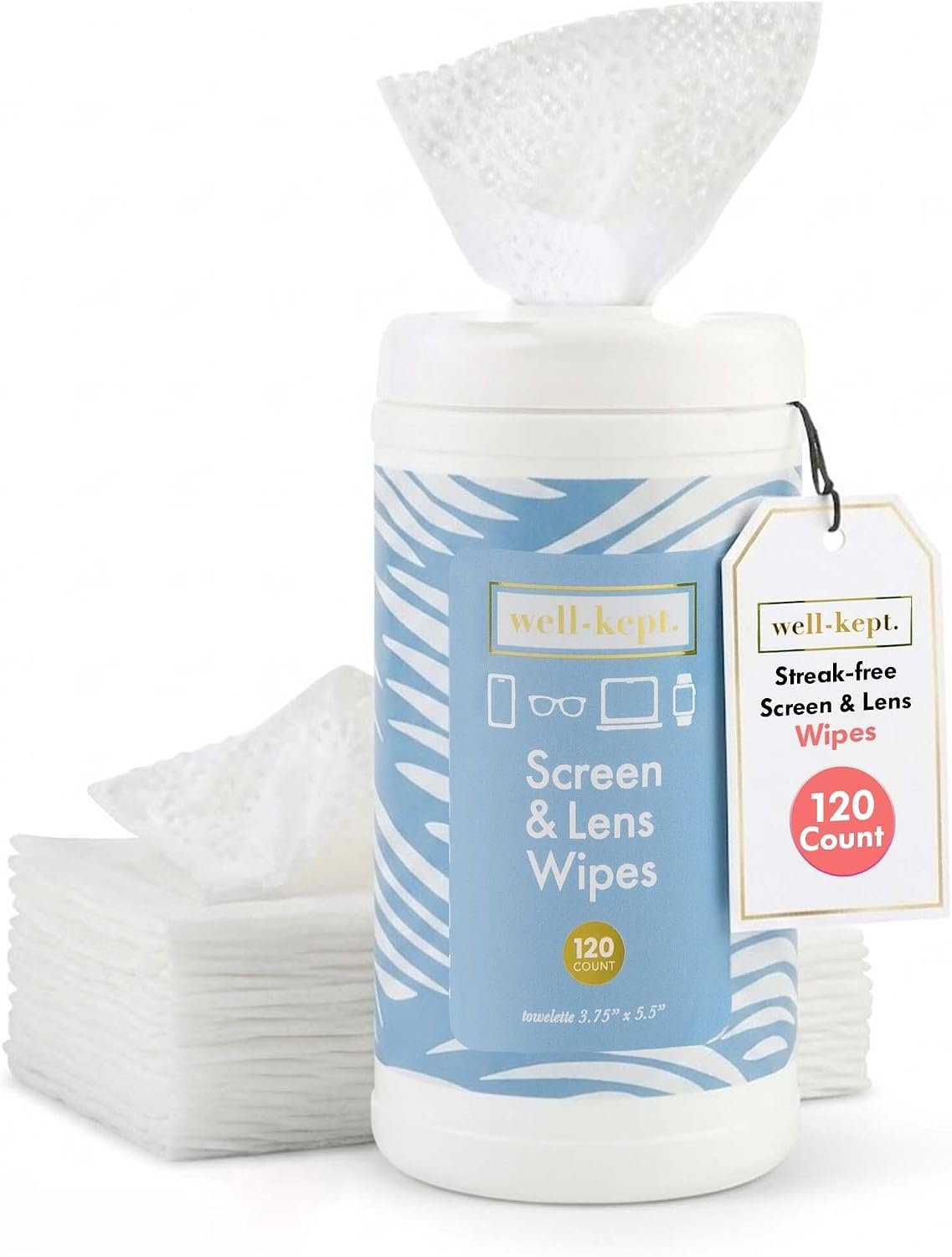 Cocoa Beach Tech & Lens Wipes Canister for Glasses & Phones, 120 Count