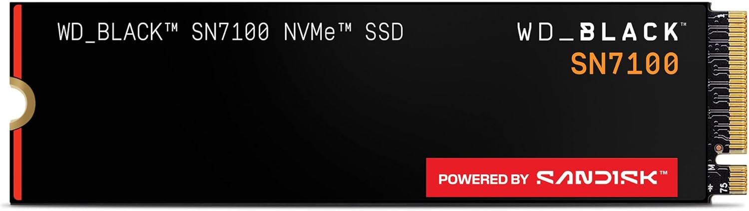 WD_Black SN7100 2TB NVMe SSD – Gen4 PCIe, M.2 2280, Up to 7,250 MB/s Read Speed, Up to 6,900 MB/s Write Speed, Next Gen TLC 3D NAND, for Laptops, Handheld Gaming Devices – WDS200T4X0E