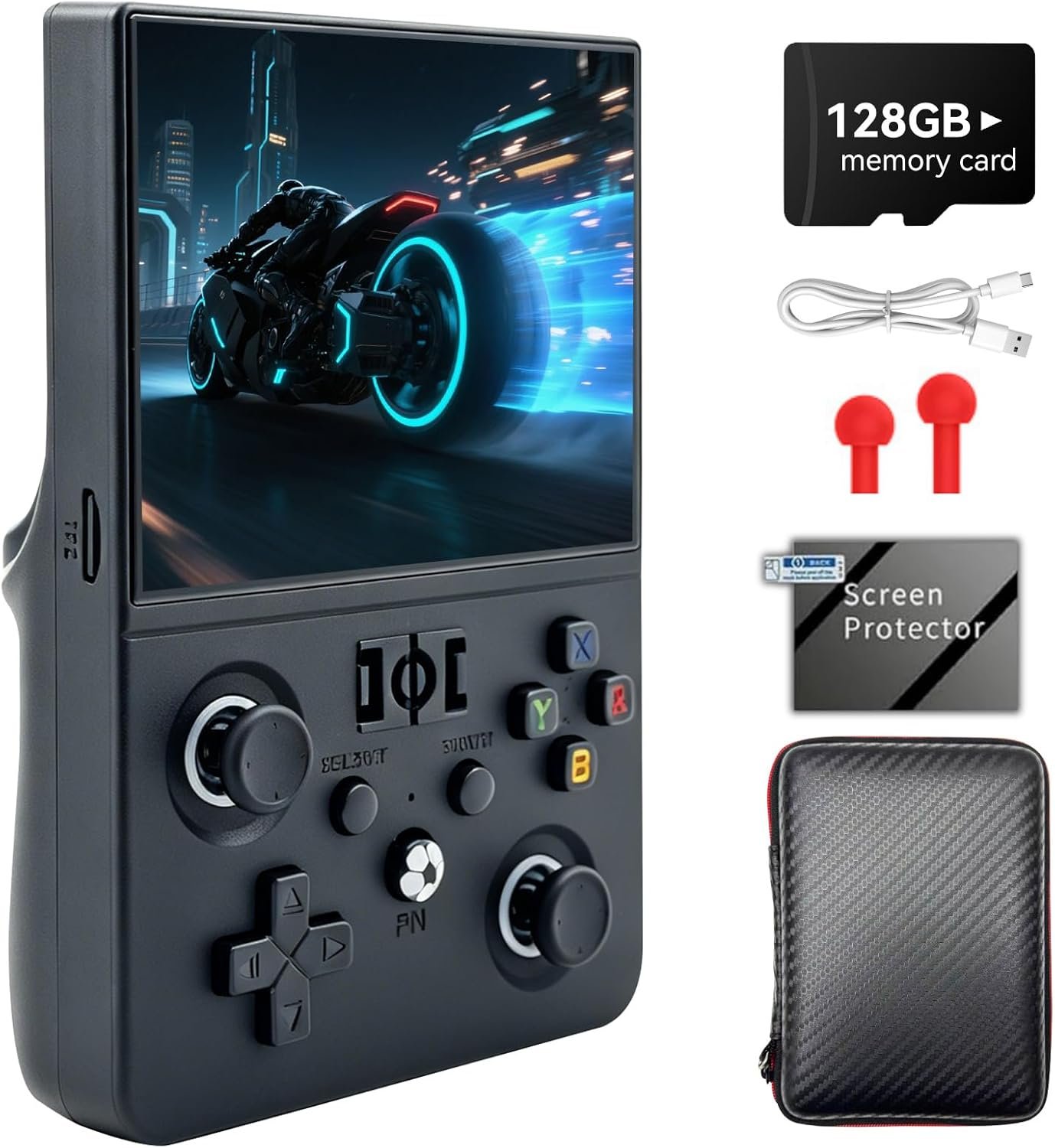 R36MAX 2 Retro Handheld Console, 4.5″ IPS HD Portable Gaming Emulator, Detachable Grip, 20000+ Classic Arcade Games, Open Source Linux & 4000mAh Battery (Black-128G)