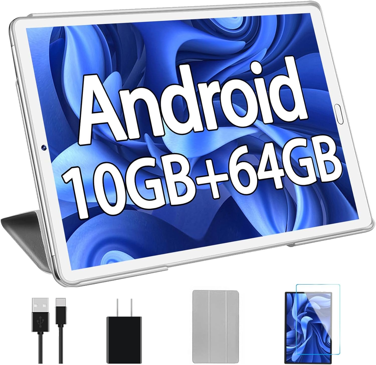 YESTEL 10.1 Inch Tablet 2026 Android 13 Tablets,10GB RAM+64GB ROM PC,Silver