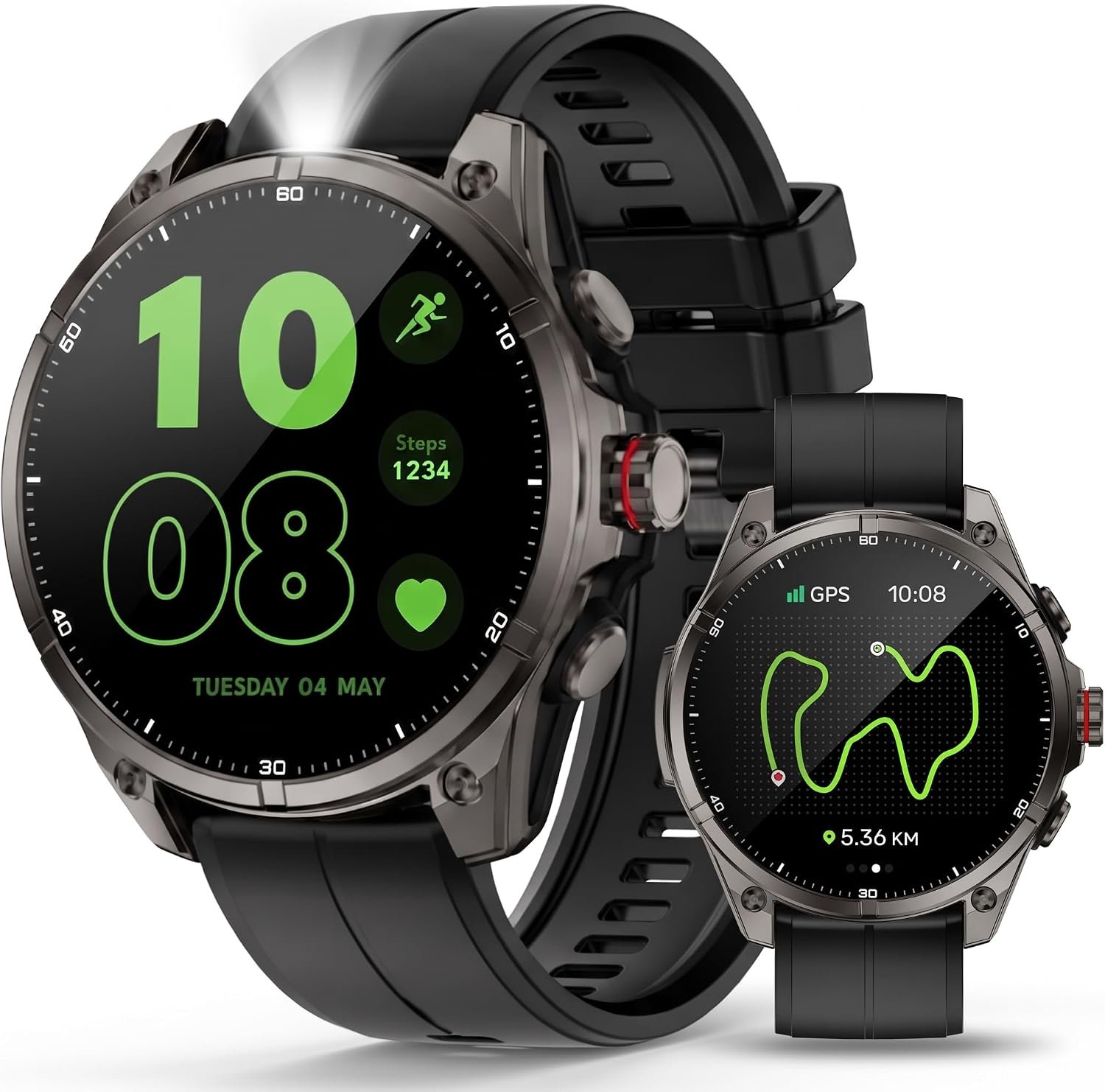 SOUYIE GPS Smart Watch for Men, 1.43″ AMOLED Display Rugged Fitness Tracker