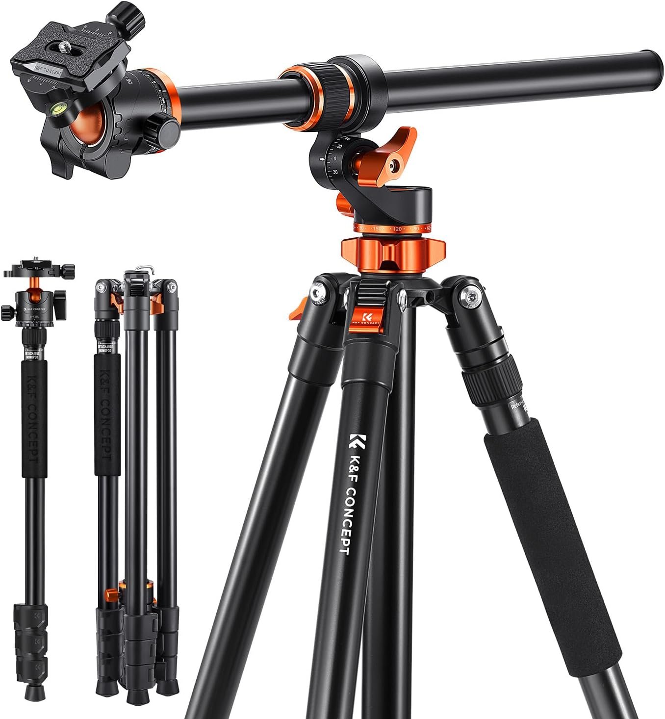 K&F CONCEPT 90”/230cm Ultra High Horizontal Overhead Camera Tripod