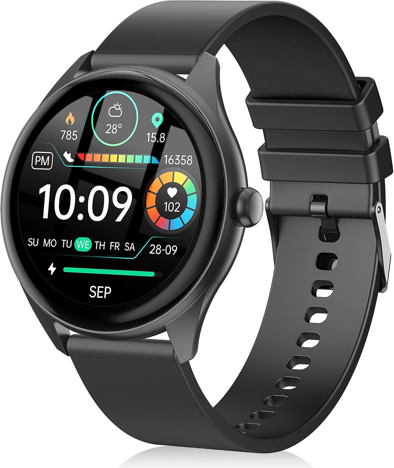 Smart Watch for Men, 1.39″ HD Touchscreen Smartwatch with 120 Sports Modes, AI Voice Assistant, Heart Rate/Sleep Monitor, Bluetooth Call & Music Control Fitness Watch for iPhone/Android (Black)