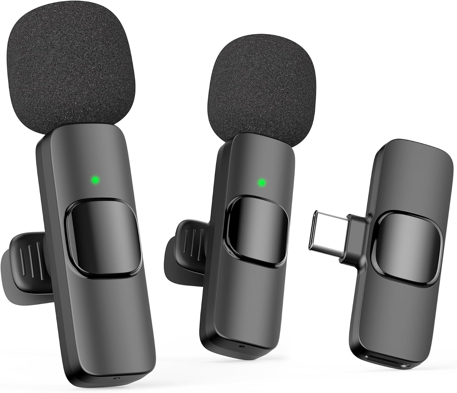 Oraolo Mini Wireless Lavalier Microphone for iPhone, 2 Pack Professional Lapel Mics for Recording, Clip-on Mic with Noise Reduction, Lav Mic for Interview TikTok Vlog YouTube